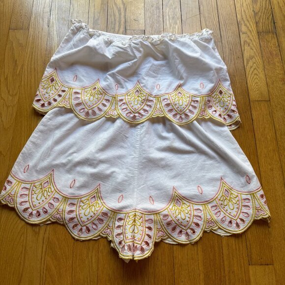 Lovers + Friends Size M Sunset White Kristine Embroidered Hem Strapless Romper - Picture 12 of 12